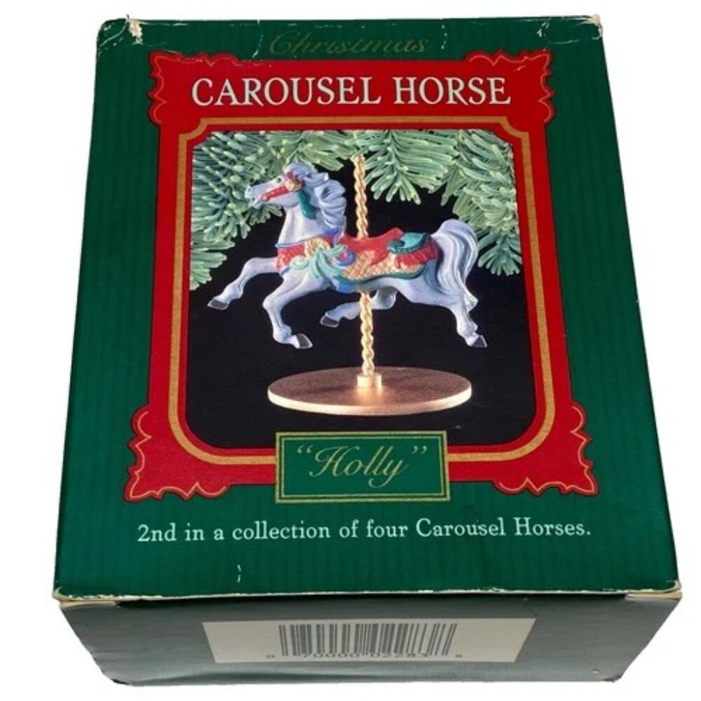 Vintage Hallmark Christmas Ornament Carousel Horse Holly 2nd In Collection Of 4‎